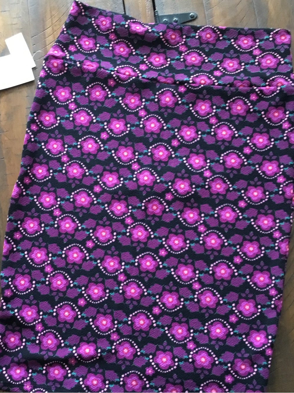 LuLaRoe Cassie Black Floral Pencil Skirt - Picture 3 of 5